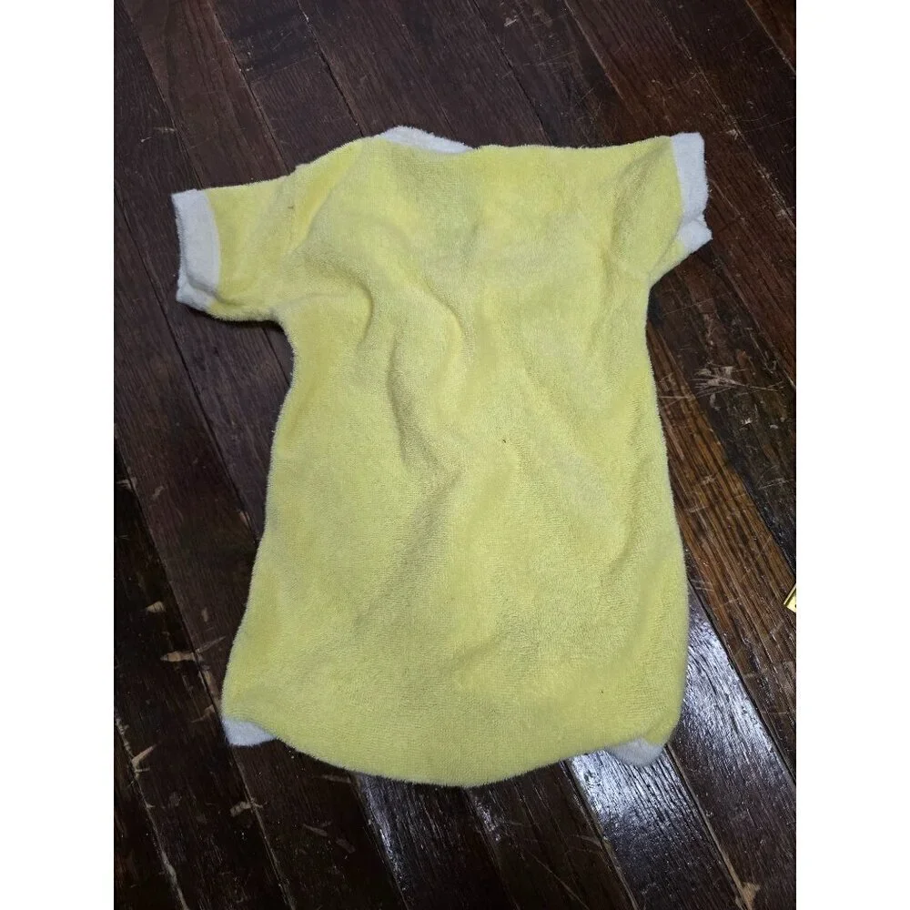 Vintage Pastel Yellow Terry Cloth Baby Romper 6 Months